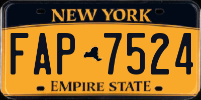 NY license plate FAP7524