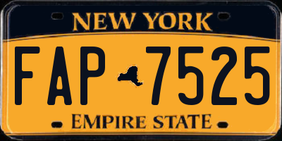 NY license plate FAP7525