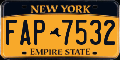 NY license plate FAP7532