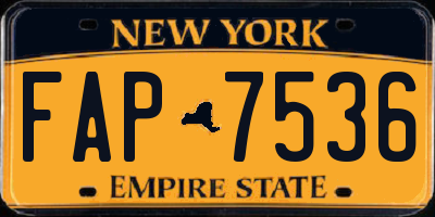 NY license plate FAP7536