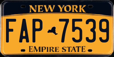 NY license plate FAP7539