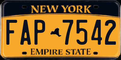 NY license plate FAP7542