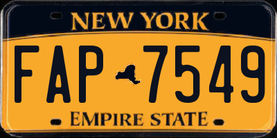 NY license plate FAP7549