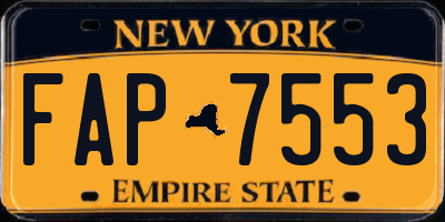NY license plate FAP7553