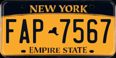 NY license plate FAP7567