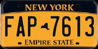 NY license plate FAP7613