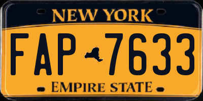 NY license plate FAP7633