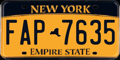 NY license plate FAP7635