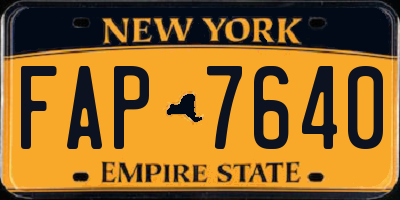 NY license plate FAP7640