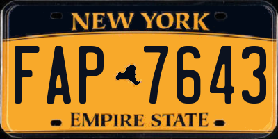 NY license plate FAP7643