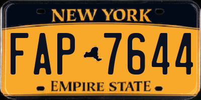 NY license plate FAP7644
