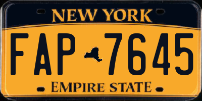 NY license plate FAP7645