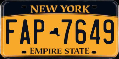 NY license plate FAP7649