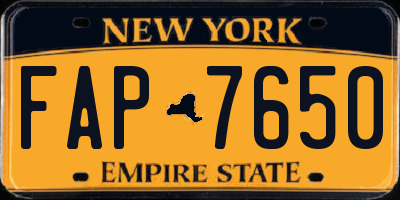 NY license plate FAP7650