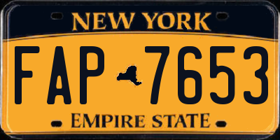 NY license plate FAP7653
