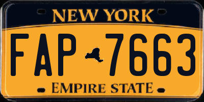 NY license plate FAP7663