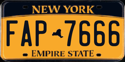 NY license plate FAP7666