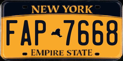 NY license plate FAP7668