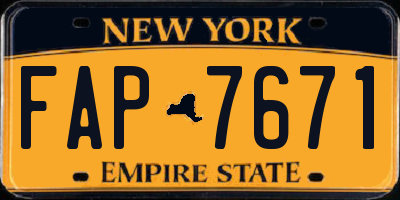 NY license plate FAP7671