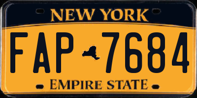 NY license plate FAP7684