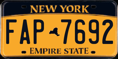 NY license plate FAP7692