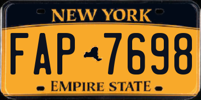 NY license plate FAP7698