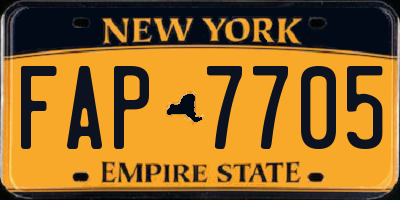 NY license plate FAP7705