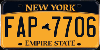 NY license plate FAP7706