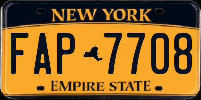 NY license plate FAP7708