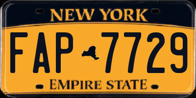 NY license plate FAP7729