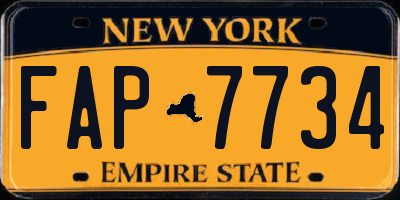NY license plate FAP7734