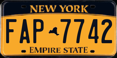 NY license plate FAP7742