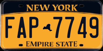 NY license plate FAP7749
