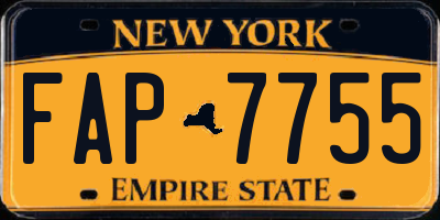 NY license plate FAP7755