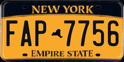 NY license plate FAP7756