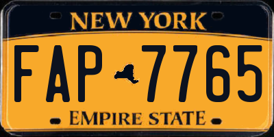 NY license plate FAP7765