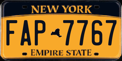 NY license plate FAP7767