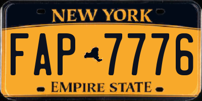 NY license plate FAP7776