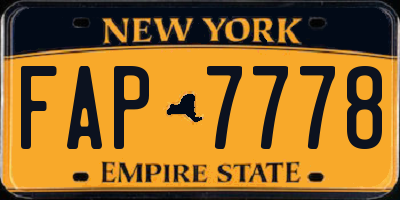 NY license plate FAP7778