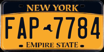 NY license plate FAP7784