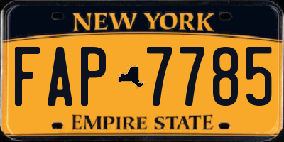 NY license plate FAP7785