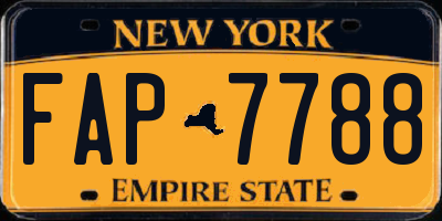 NY license plate FAP7788