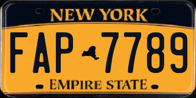 NY license plate FAP7789