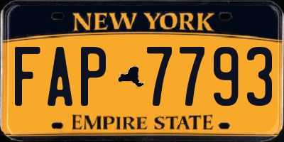 NY license plate FAP7793