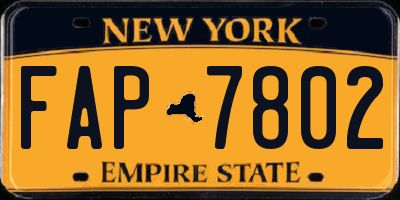 NY license plate FAP7802