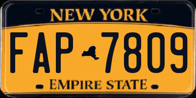 NY license plate FAP7809