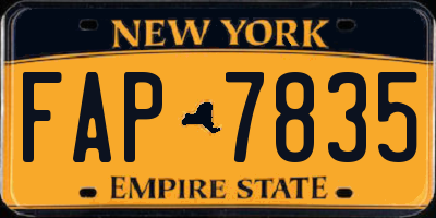 NY license plate FAP7835