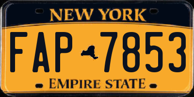 NY license plate FAP7853