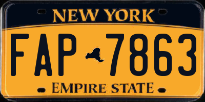 NY license plate FAP7863