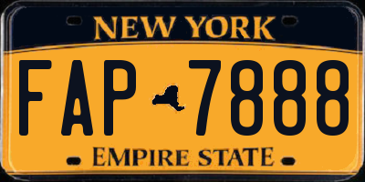 NY license plate FAP7888